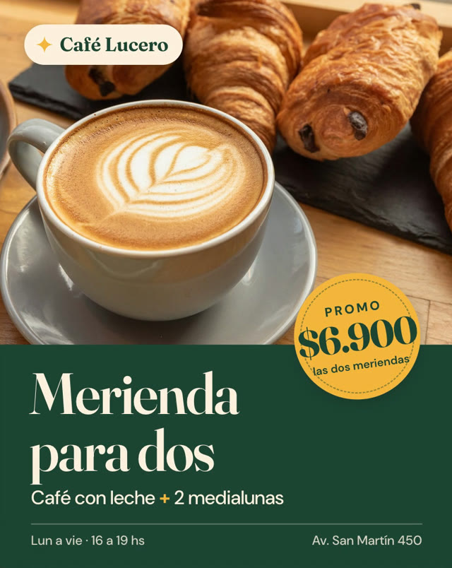 Flyer de una cafetería: merienda para dos
